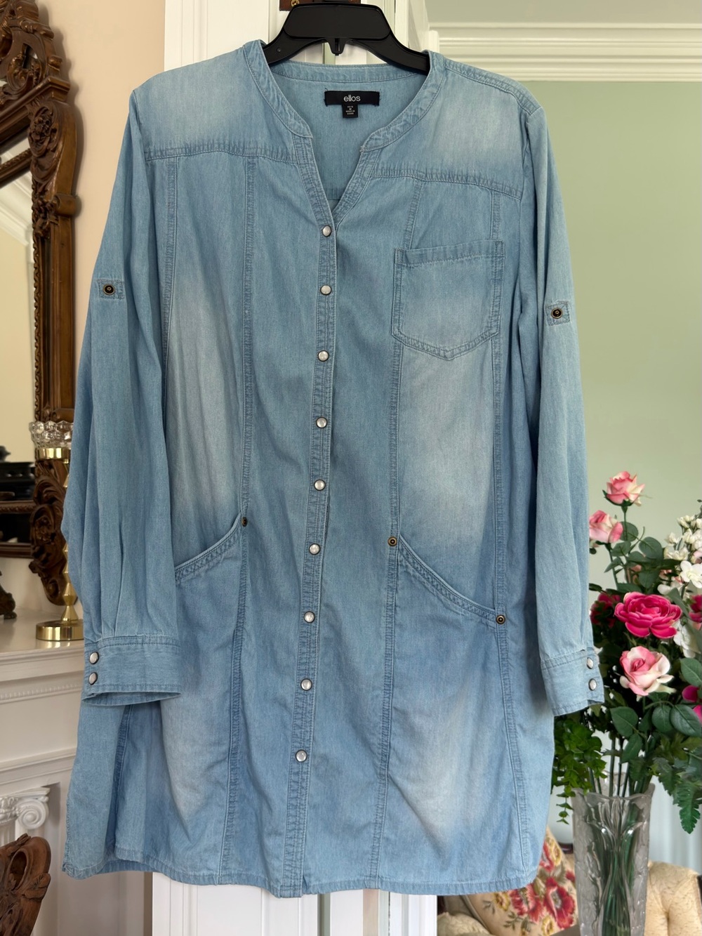 Ellos Light Blue Denim Shirt Dress, size Medium  Large